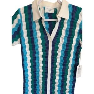Hyacinth House Women's‎ Stripe Tuckernuck Aqua Wavy Sammie Knit Sweater Dress XS